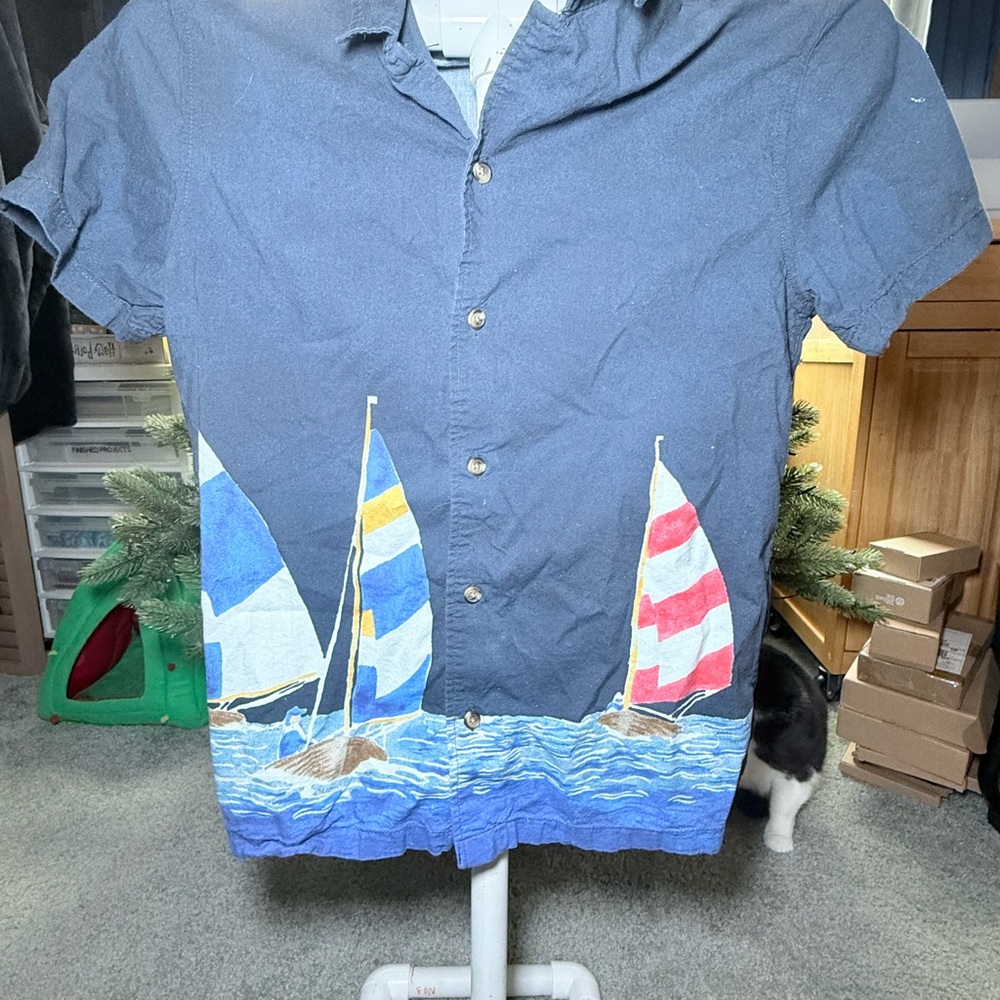 Old Navy Nautical Blue Sailboat Shirt